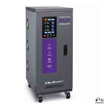 Qoltec 20kVA trifazis servovariklio įtampos stabilizatorius AVR su LCD, ±3% tikslumas, Expert Line