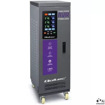 Qoltec trifazis įtampos stabilizatorius AVR MULTIPROTECTION | 40kVA | ± 3% tikslumas | Servomotor 3F | LCD | Expert Line