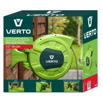 Verto 15G891 3 sluoksnių sustiprinta PVC sodo žarna, 1/2 inch x 20 m, atspari UV ir dumbliams, plyšimo slėgis 20 bar, žalia