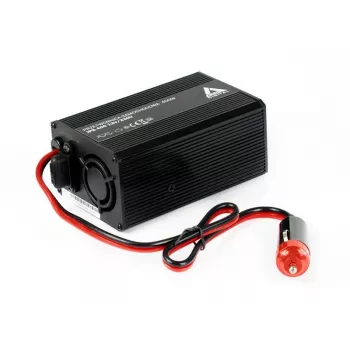 AZO Digital IPS-400 400W 12V DC į 230V AC modifikuotos sinusoidės įtampos keitiklis su Schuko lizdu, akumuliatoriaus spaustukais ir cigaretės žiebtuvėlio kištuku