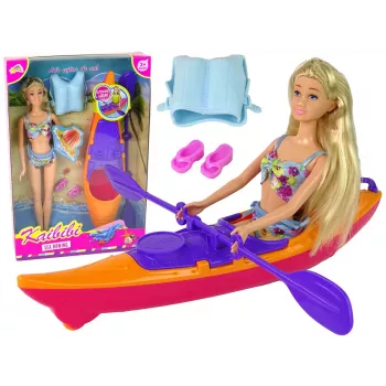 LEAN TOYS Lėlių aksesuarai – kajakas oranžinis