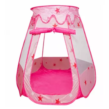 LEAN TOYS vaikų žaidimų palapinė, sausas baseinas, kamuoliukų baseinas, sodo namelis, žvaigždės, rožinė