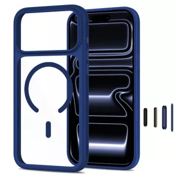 TECH-PROTECT MagOne MagSafe dėklas + grūdinto stiklo apsauga 2 vnt. iPhone 17 Pro / 18 Pro tamsiai mėlynas/permatomas