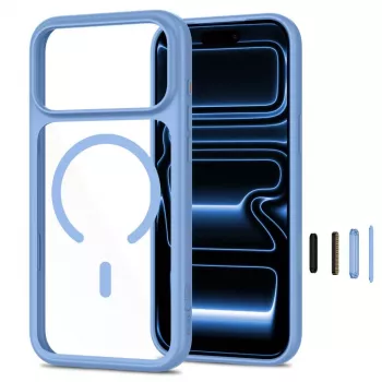TECH-PROTECT MAGONE MagSafe permatomas dėklas su 2 vnt. grūdinto stiklo ekrano apsauga iPhone 17 Pro Max / 18 Pro Max - šviesiai mėlynas