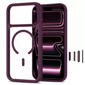 TECH-PROTECT MagOne MagSafe dėklas + grūdinto stiklo 2 paketas iPhone 17 Pro / 18 Pro – Dark Cherry/Clear