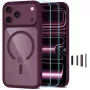 TECH-PROTECT MagOne MagSafe dėklas su grūdinto stiklo ekrano apsauga, 2 dalių rinkinys, skirtas iPhone 17 Pro Max / 18 Pro Max - Dark Cherry/Clear