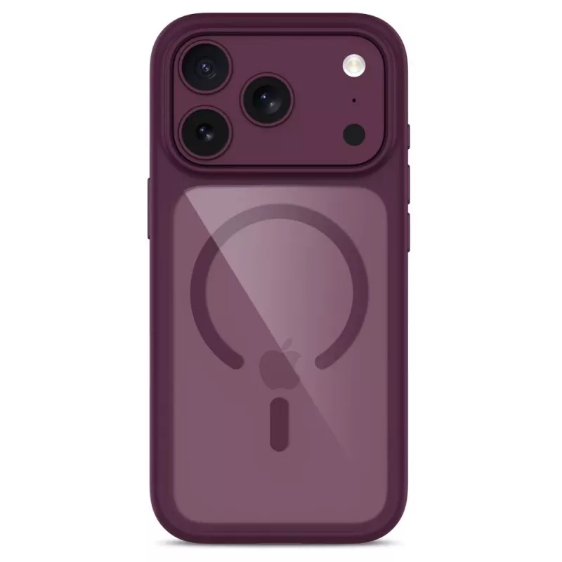TECH-PROTECT MagOne MagSafe dėklas su grūdinto stiklo ekrano apsauga, 2 dalių rinkinys, skirtas iPhone 17 Pro Max / 18 Pro Max - Dark Cherry/Clear