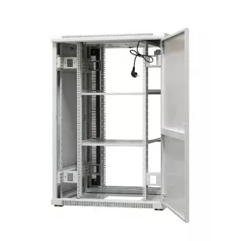 EmiterNet Top 24U laisvai stovintis serverių stelažas, 800x800x1180 mm, stiklinėmis priekinėmis durelėmis, juodas EM/SH05D-8824