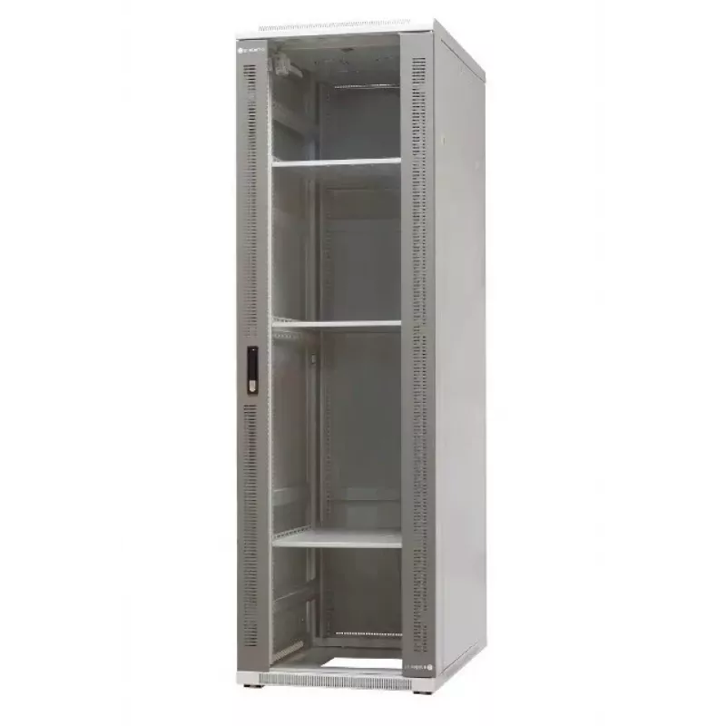 EMITER EmiterNet Top 42U laisvai stovintis serverių spintos korpusas, 600x1000x1980 mm, stiklinėmis priekinėmis durelėmis, juodas EM/SH05D-6042