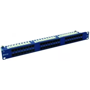 EMITERNET 48 prievadų RJ45 UTP Cat.6 patch panelis 1U su kabelių valdymo lentyna, mėlynas