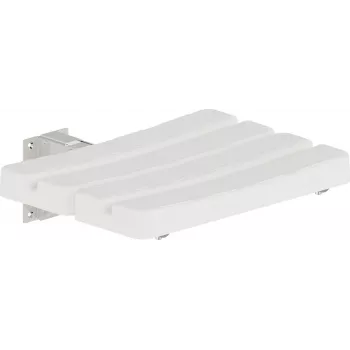 DEANTE NIL_651A sulankstoma sieninė dušo kėdutė, balto ABS plastiko, aliuminio rėmo, 150 kg apkrovos
