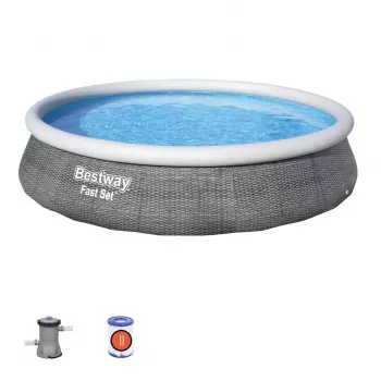 Bestway Fast Set 57376 apvalus virš žemės baseinas, 7 340 L, pilkas