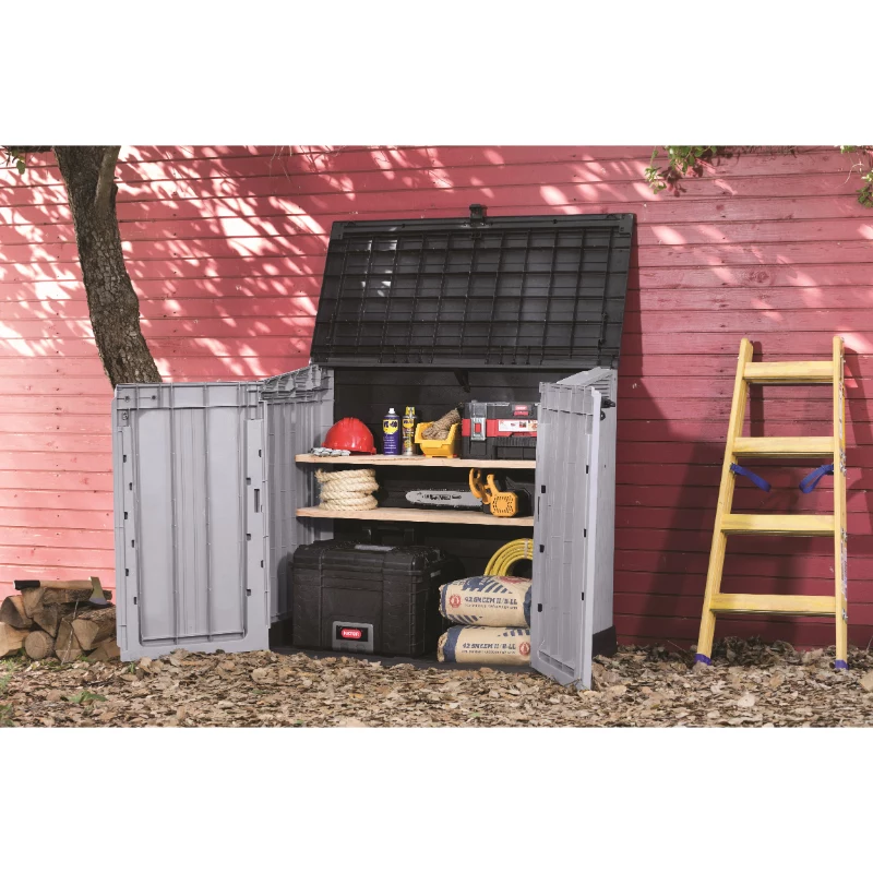 Keter Store It Out Midi Prime lauko sandėliukas, pilkas-juodas, 132x71,5x113,5 cm