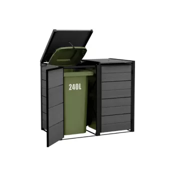 KETER atliekų konteinerių dėžė 2x240L laikymo spinta Hide Away pilka