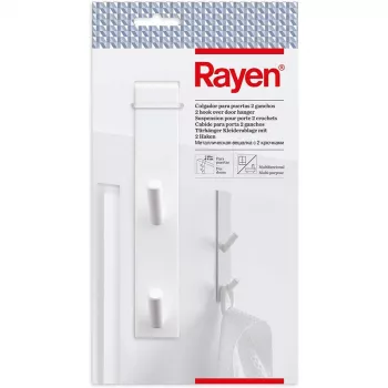 RAYEN Durų kabliukas pakabinimui / 2 kabliukai / baltas