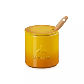 LE CREUSET medaus puodas su šaukštu 420 ml, keramika, geltonas