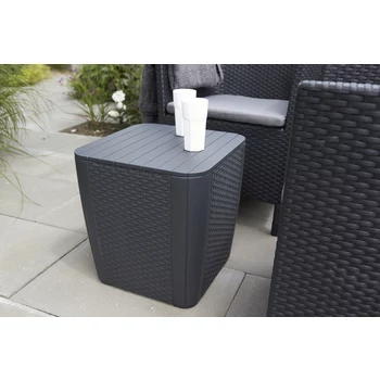 KETER sodo staliukas / daiktadėžė Luzon Flat Wicker, pilka