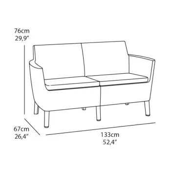 KETER Salemo dvivietė sofa, ruda