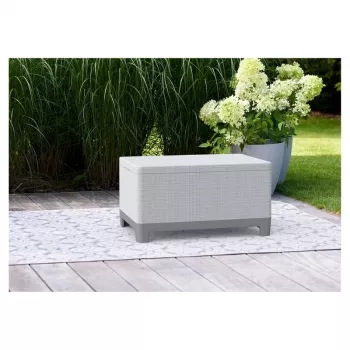 KETER Sodo stalas / daiktadėžė Scandi Storage Table šviesiai pilka / tamsiai plieno pilka
