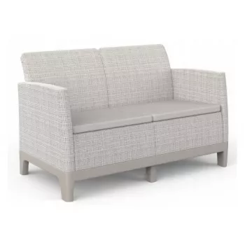 KETER sodo sofa dvivietė Scandi Form 2 vietų sofa, akmenų pilka/šviesiai smėlio spalvos