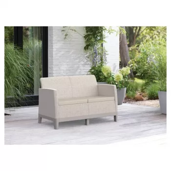 KETER sodo sofa dvivietė Scandi Form 2 vietų sofa, akmenų pilka/šviesiai smėlio spalvos