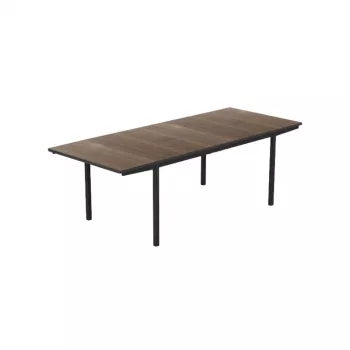 KETER Deco Porto Nova prailginamas sodo stalas 200-280 cm, juodas/riešuto spalvos