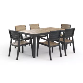 KETER sodo stalas Deco Corale 160, teako atspalvio / pilkas