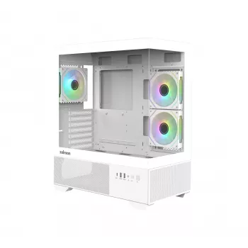Zalman CHRONIX V2 baltas ATX Mid Tower kompiuterio korpusas su 3 x 120mm ARGB ventiliatoriais ir grūdinto stiklo šonine plokšte