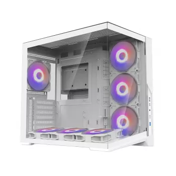 Zalman D40 White ATX vidutinio bokšto korpusas su 7 ARGB ventiliatoriais ir grūdintu stiklu