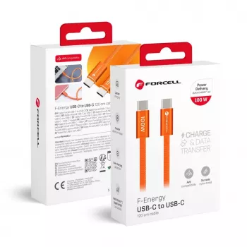 Forcell USB-C į USB-C kabelis F-Energy QC4.0 PD 5A 100W Cafule spalva 1,2 m ACYH23 oranžinis