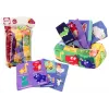 LEAN TOYS minkšta servetėlių dėžutė su 6 audiniais ir 3 šlamančiomis spalvotomis servetėlėmis
