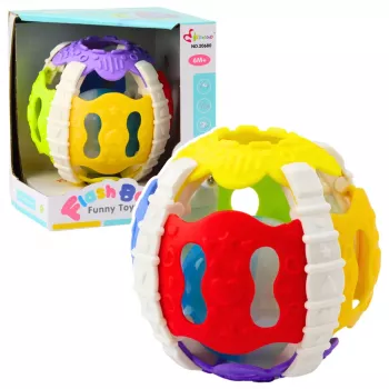 LEAN TOYS jutiklinis kamuolys kūdikiams – guminis, su šviesomis ir garsais, spalvotas