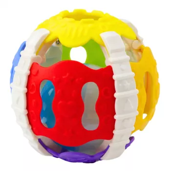 LEAN TOYS jutiklinis kamuolys kūdikiams – guminis, su šviesomis ir garsais, spalvotas