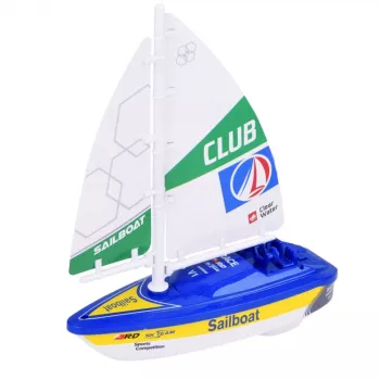 LEAN TOYS Sailboat Water Boat akumuliatorinis vandens laivas su turbinos pavara, mėlynas