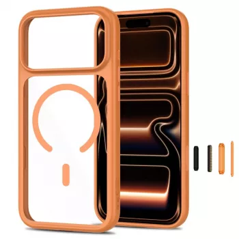 TECH-PROTECT MAGONE MAGSAFE CC + GLASS 2-PACK iPhone 17 Pro Max / 18 Pro Max kosminė oranžinė/permatoma