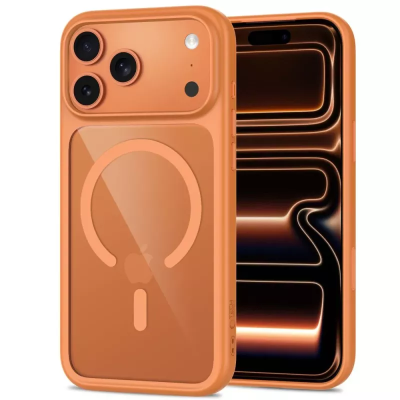 TECH-PROTECT MAGONE MAGSAFE CC + GLASS 2-PACK iPhone 17 Pro Max / 18 Pro Max kosminė oranžinė/permatoma
