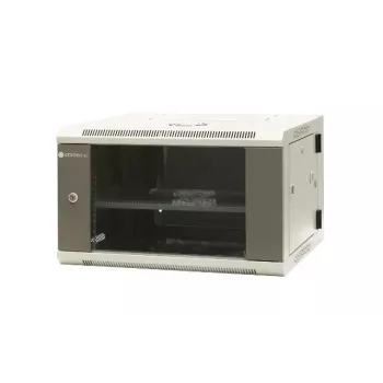 EMITER EM/AH6506 19 inch 6U sieninis tinklo spintos korpusas, grūdinto stiklo durelės, 600×550×370 mm, juodas