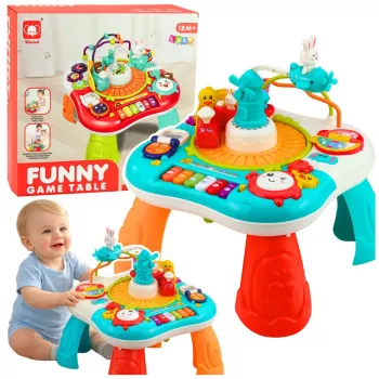 LEAN TOYS edukacinis staliukas interaktyvus muzikos pultas pianinas 2 in 1 turkio spalvos