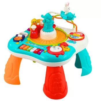 LEAN TOYS edukacinis staliukas interaktyvus muzikos pultas pianinas 2 in 1 turkio spalvos