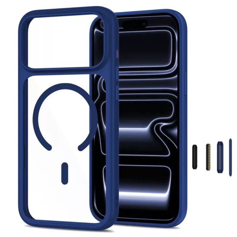 TECH-PROTECT MAGONE MAGSAFE CC + GLASS 2-PACK iPhone 17 Pro Max / 18 Pro Max korpusas ir stiklas, tamsiai mėlynas/permatomas