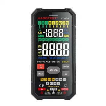 Habotest HT127B skaitmeninis universalus multimetras True RMS 6000 counts automatinis diapazonas su NCV ir temperatūros matavimu