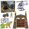 LEAN TOYS Tyrėjų bazė dinozaurų parko vartai, sraigtasparnis, keturratis, figūrėlės, tyrinėtojas