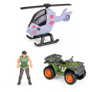LEAN TOYS Tyrėjų bazė dinozaurų parko vartai, sraigtasparnis, keturratis, figūrėlės, tyrinėtojas