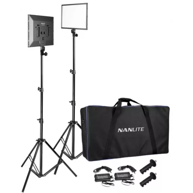 Nanlite LUMIPAD 25 2KIT dvispalvis LED skydelių rinkinys su stovais ir krepšiu