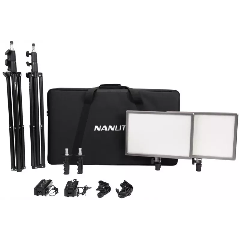 Nanlite LUMIPAD 25 2KIT dvispalvis LED skydelių rinkinys su stovais ir krepšiu