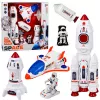 LEAN TOYS Space Set raketos, šatlas, astronautai, modulis, šviesos ir garsai