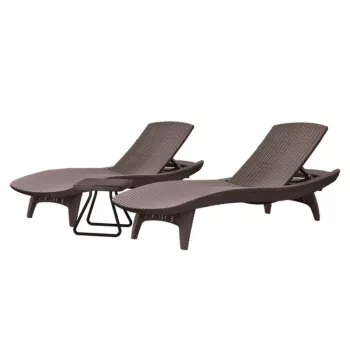 KETER Pacific gultai 2 vnt. + staliukas, rudos spalvos