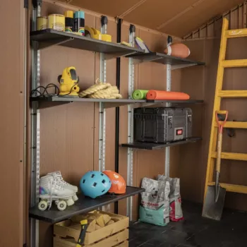 KETER Shelving Kit 100 – 5 lentynų reguliuojamas plastikinis regalų rinkinys, 100 kg bendra apkrova, juodas