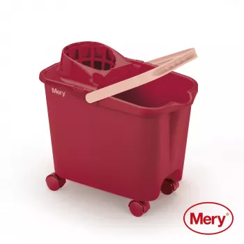 MERY Bucket 14L su pritvirtintais ratukais, raudonas