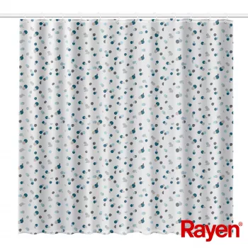 RAYEN dušo užuolaida 180x200 cm, balta/mėlyna, poliesteris
